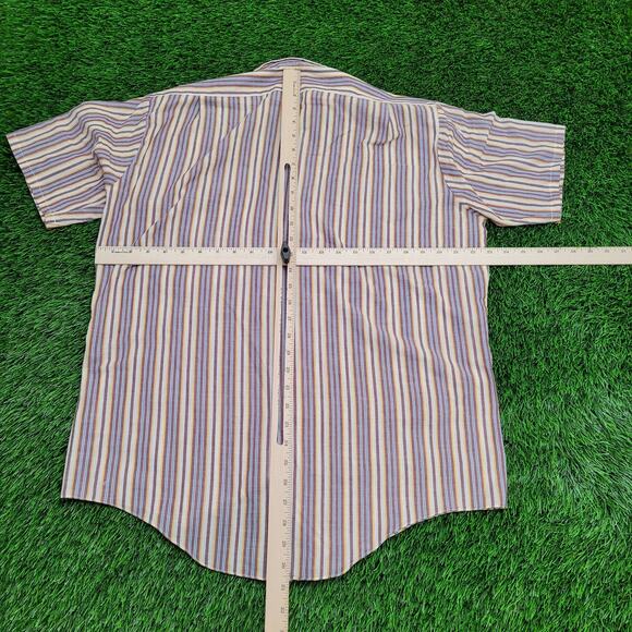 Vintage 80s Disco Vertical Stripes Shirt Large 23x31 Yellow - Picture 3 of 11